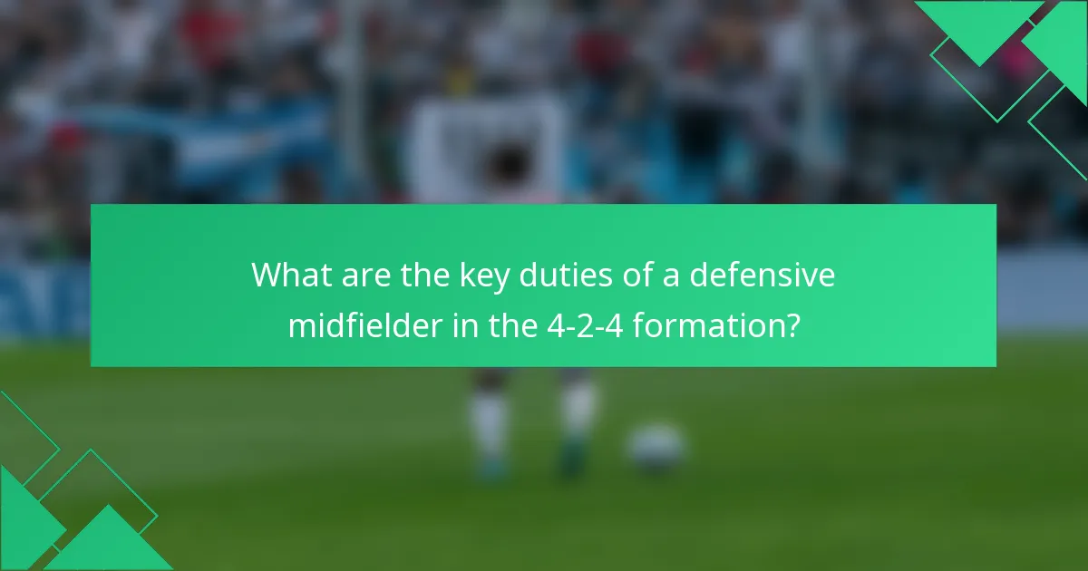 What are the key duties of a defensive midfielder in the 4-2-4 formation?